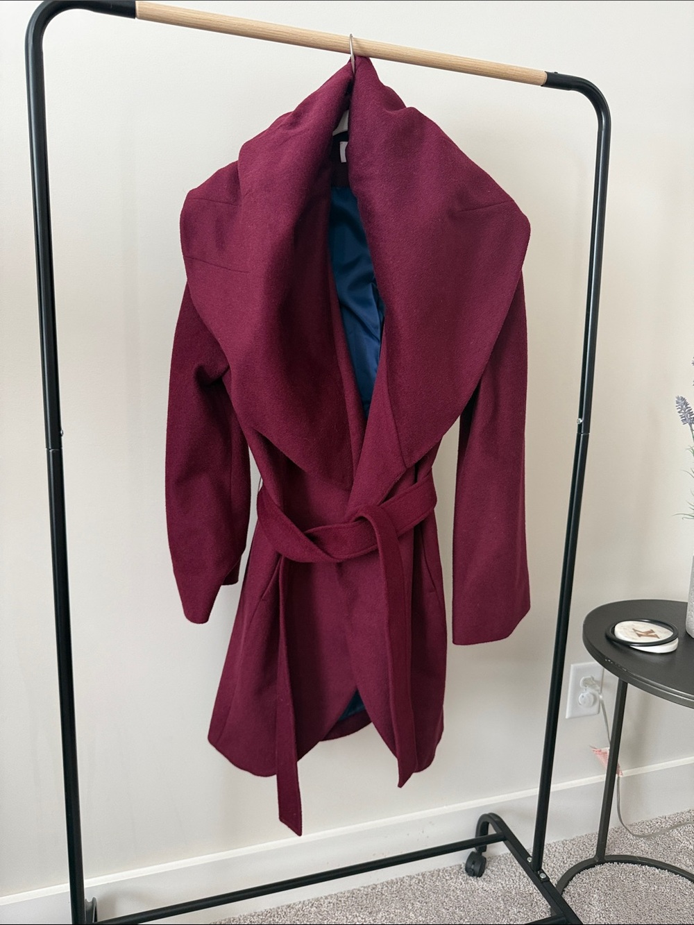 Tahari Burgundy Wrap Trench Coat with Belt